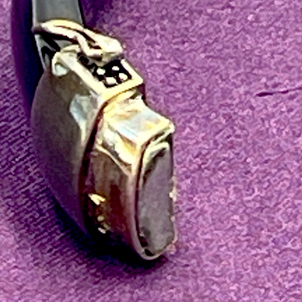 Black Faceted Solid Onyx Hinged Bangle Bracelet W… - image 6